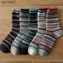 袜子男冬季长袜冬款长筒复古加绒加厚ins潮厚粗线民族风图腾文艺
