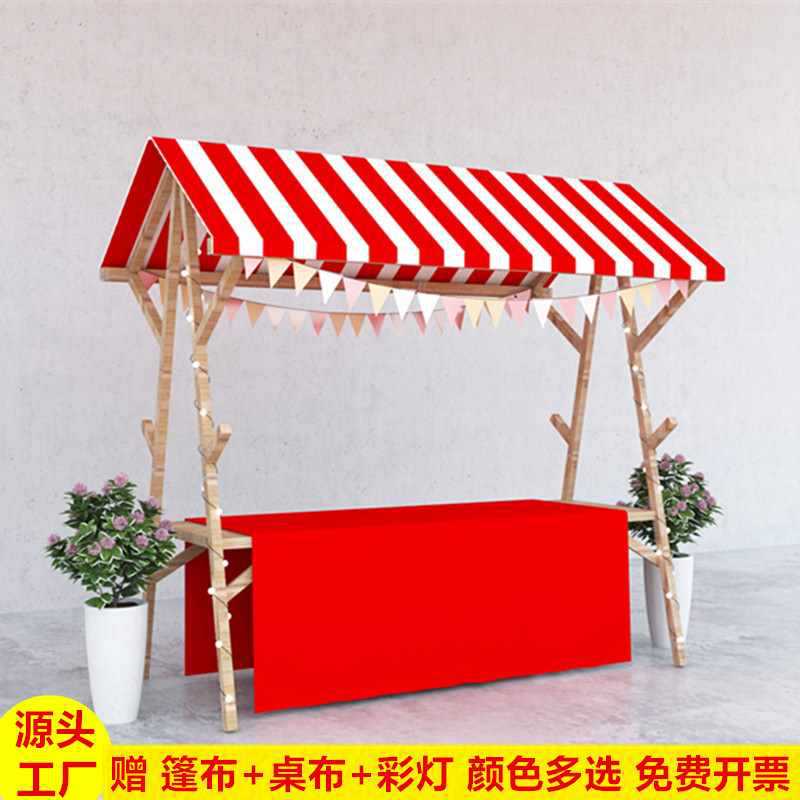 ✅集市摊位展示架促销价市集木质顶棚货架折叠木架夜市摆摊移动货