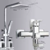 Bright Silver-Square Tube Shower [Classic] Thickened Stainless Steel Nozzle