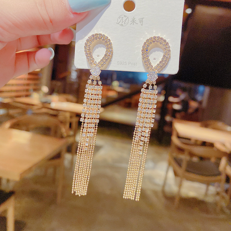 new fashion tassel full of zircons Korean earringspicture2