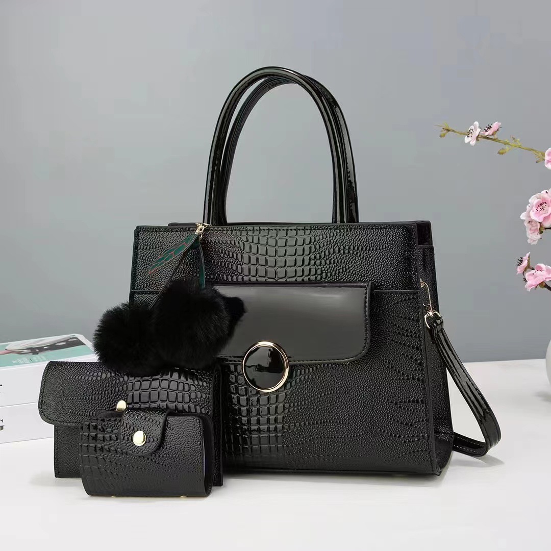 New Crocodile Pattern Three-Piece Tote Bag Cross-Border All-Match Trendy High-End Large-Capacity Shoulder Bag Crossbody Bag