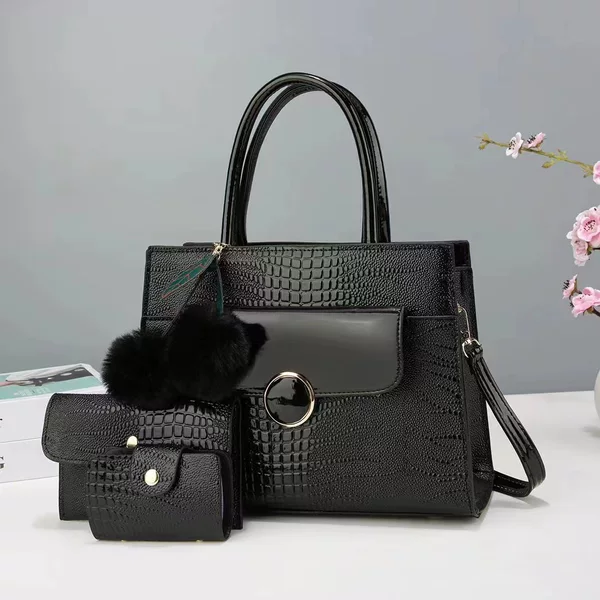 New Crocodile Pattern Three-Piece Tote Bag Cross-Border All-Match Trendy High-End Large-Capacity Shoulder Bag Crossbody Bag