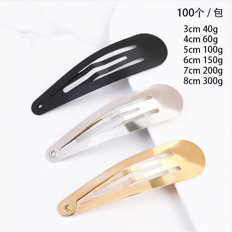 Gold, Silver, Black Water Drop Clip Bb Clip Metal Base Embryo Handmade Material Accessories Headwear Hairpin Bottom Clip DIY Hair Accessories Wholesale