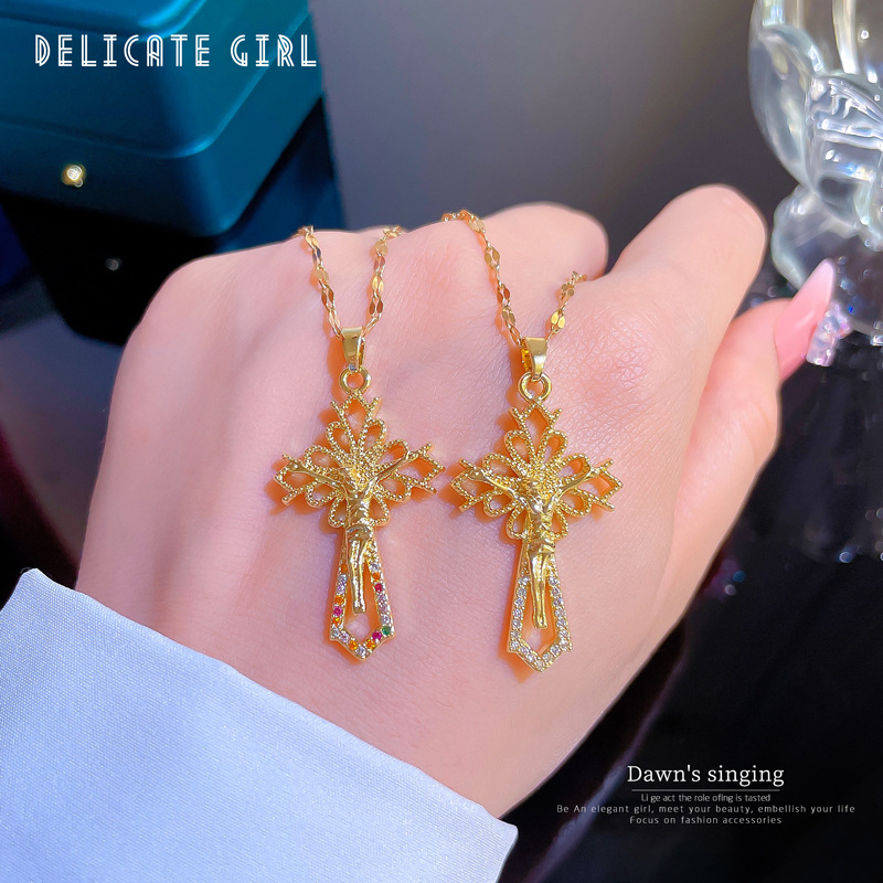 Collana a catena con micro diamanti per donna stile elegante_voghion.com