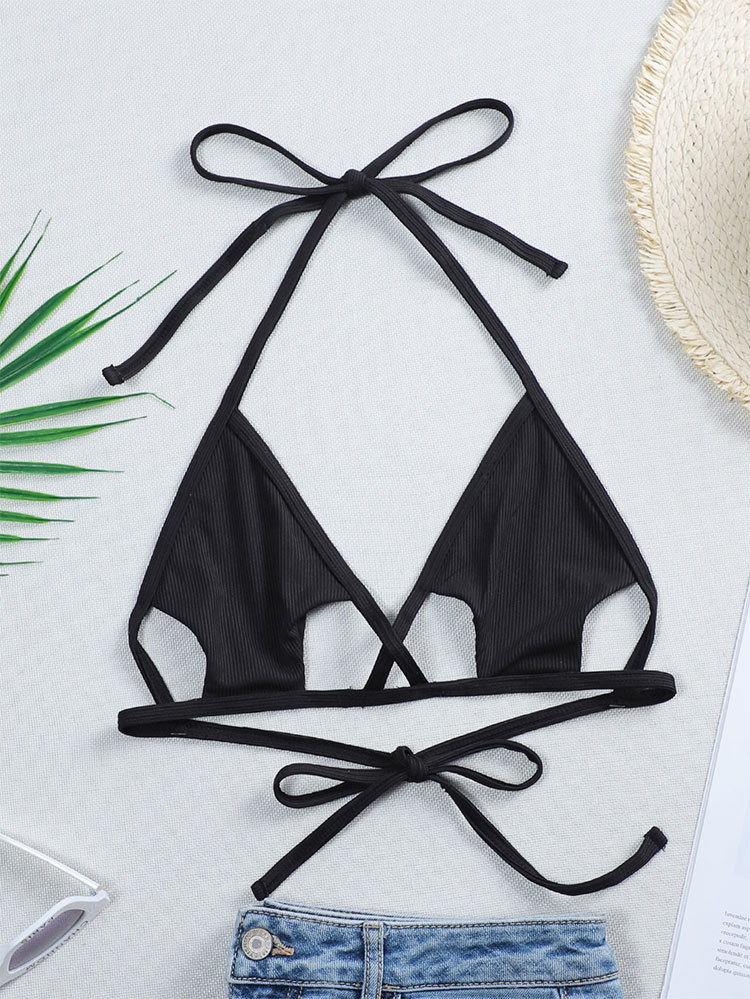 Lace-Up Halterneck Bikini Top - side view