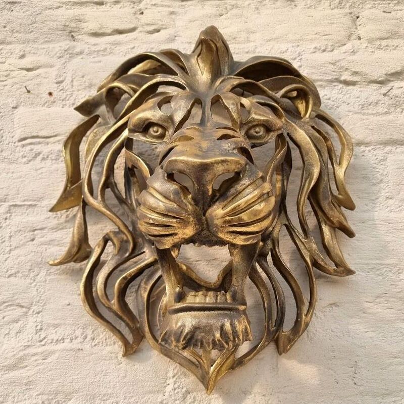 2026 Cross-Border Hot-Selling 3D Lion Head Statue Resin Crafts Wall Decoration Wall Hanging Ornament