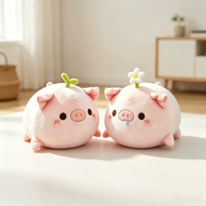 Cute little pig plush pillow toy, stuffed animal, little grass pig children's doll, a birthday gift for a best friend