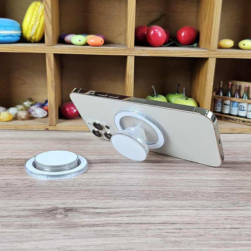 Round Heat Transfer Phone Holder Magsafe Magnetic Suction Airbag Phone Holder Folding Stand Groove DIY Photo