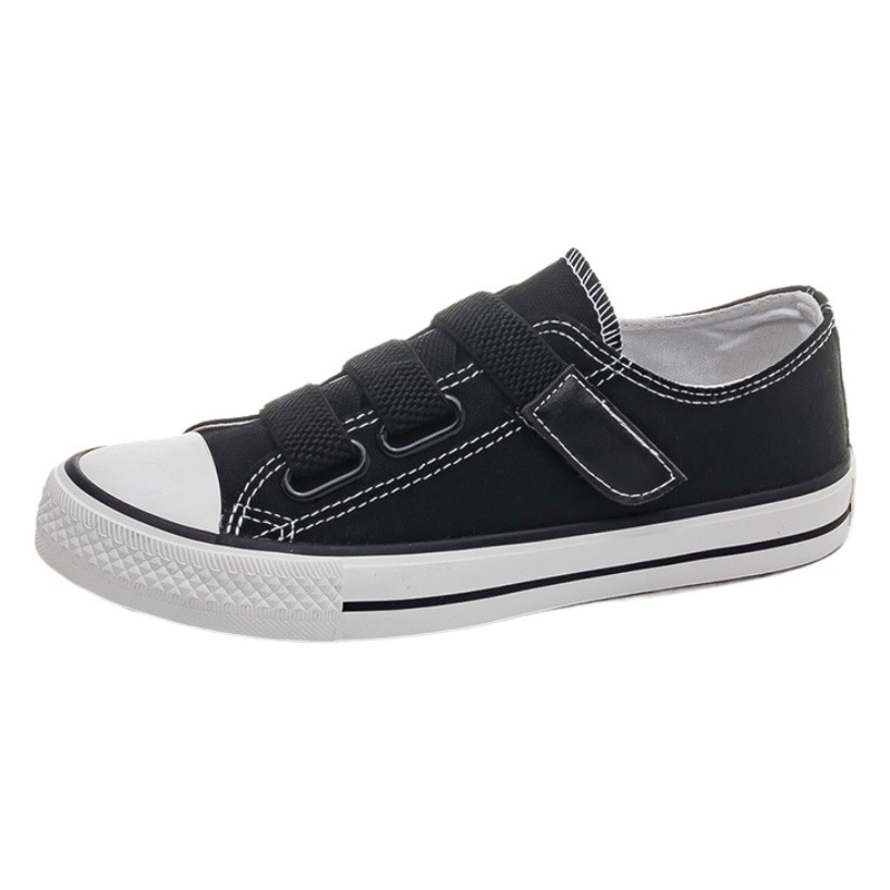 Zapatos de lona bajos de estilo coreano para mujer 2024 Primavera Nueva hebilla zapatos blancos mocasines para estudiantes zapatos de goma vulcanizada zapatos de tela