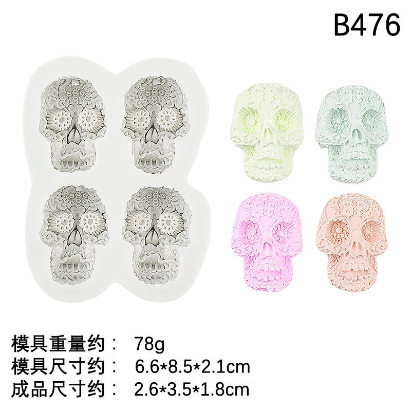 Halloween Calavera Calavera Calavera Calabaza Molde de silicona Chocolate Funda de caramelo Molde de decoración de yeso de aromaterapia