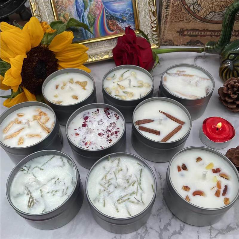 Vela de cera de soja para aromaterapia, salvia, cedro, madera sagrada, rosa, lavanda, purificación interior, lata de aluminio, tabletas de cera para aromaterapia