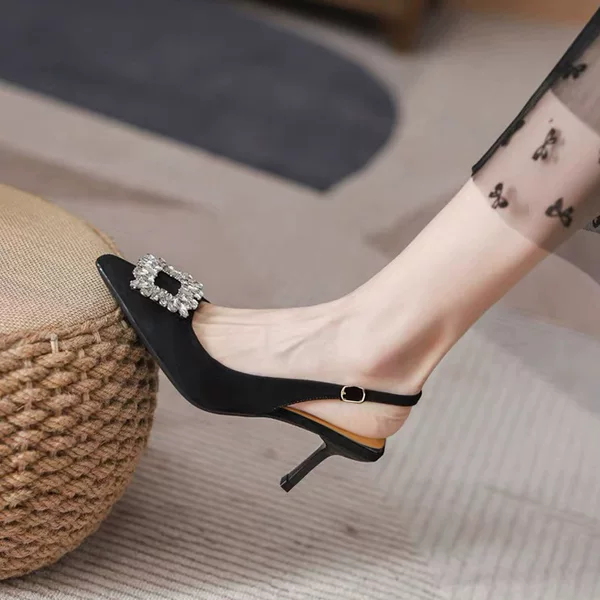 Beautiful Summer High-Heeled Sandals for Women, Pointed Toe, Elegant Ladylike French Versatile Sexy Single Shoes for Women