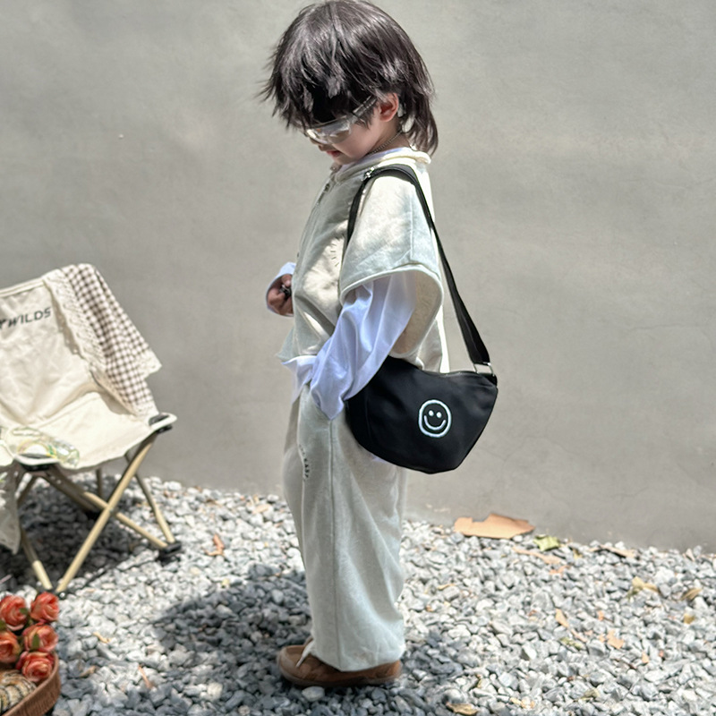 Bolsas para niños coreanos, nuevas bolsas de hombro para niños y niñas, caras sonrientes lindas, letras impresas, bolsas de mochila para niños