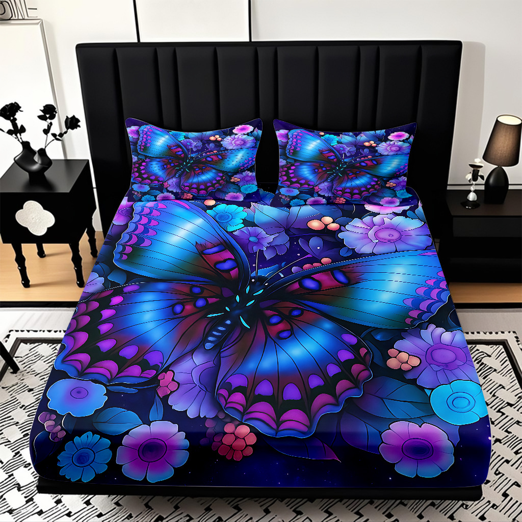 TEMU / JIT cama abrasiva Kits de almohada mariposa de color impresión digital 3D fuente de ropa de cama fabricantes