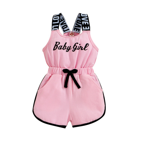 Baoxin children's clothing cross-border foreign trade summer European and American ins girls' children's clothing style foreign style suspenders pull-up cotton jumpsuits