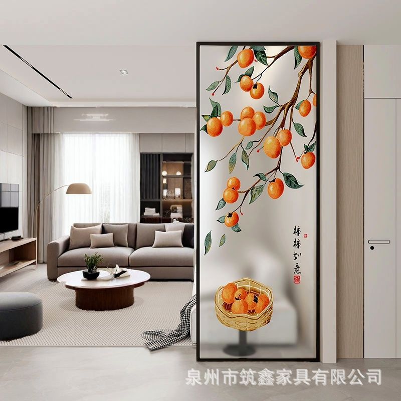 Living Room Art Painting Changhong Glass Screen Partition Simple Modern Light Luxury Entrance Door Metal Entrance Decoration Shielding