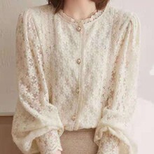 加绒加厚秋冬新款衬衫女时尚显瘦磨毛蕾丝小衫洋气百搭宽松上衣