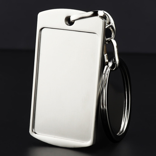 Creative rectangular keychain customized trendy men's car keychain anti-lost number plate pendant custom school bag pendant