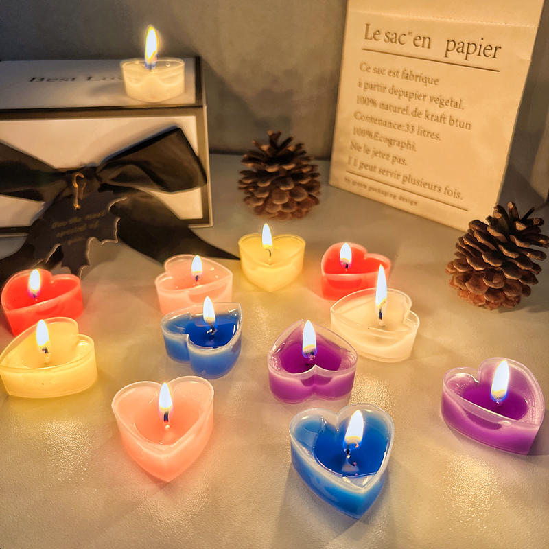 Heart-shaped Candle Romantic Birthday Candlelight Dinner Atmosphere Aromatherapy Pink Candle Declare Props