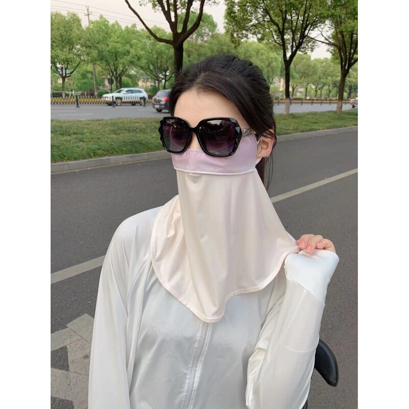 氷糸グラデーション色頬紅日焼け止めマスク女性夏紫外線防止全顔日よけマスク薄手通気フェイスマスク|undefined