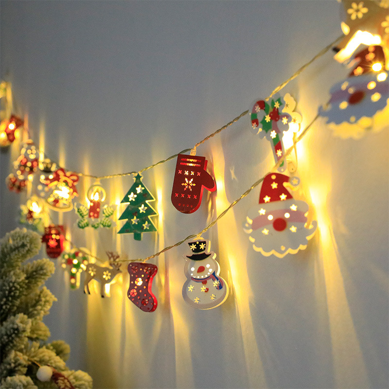 LED電池ランプはクリスマスツリーの鹿のクリスマスの靴下の手袋の鈴の雪の老人のクリスマスの鉄の芸の装飾の明かりをつなぎます。|undefined
