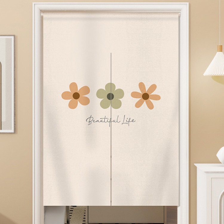 Scandinavian Simple Fabric Door Curtain Partition Curtain Cartoon Cute Bedroom Bathroom Toilet Curtain Half Curtain Hanging Curtain