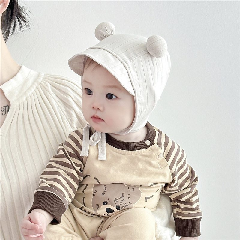 Sombreros para bebés primavera y otoño gorras de orejas lindas estilo coreano de viaje correa sombrero de viento para bebés invierno sombrero de neumáticos