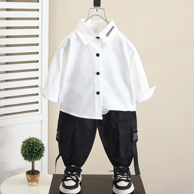 5967 Traje para niños Chaleco coreano de otoño de tres piezas 2025 nuevo bebé primavera y otoño camisa de manga larga marea