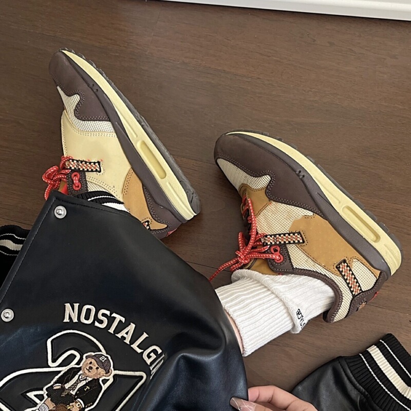 (physical with logo) Max 1 Travis Scott TS joint baroque brown men's and women's running shoes