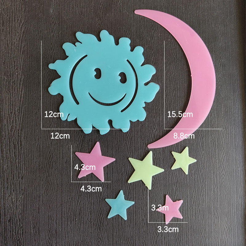 Estrellas de color luna pegatinas de luz nocturna meteoros luminosos pared decoración de ventana fluorescente transfronteriza pegatinas de refrigerador estrella cosmos image 41