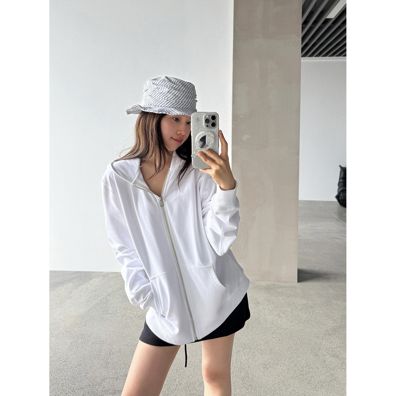 【王琪芝】主推四季可穿减龄外套纯色宽松休闲连帽拉链卫衣女5125