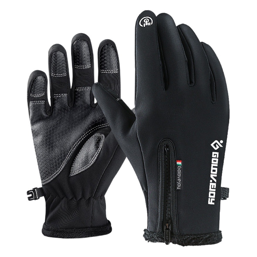 Guantes impermeables al aire libre invierno pantalla táctil hombres y mujeres a prueba de viento caliente montar cremallera deportes forro polar montañismo esquí DB03