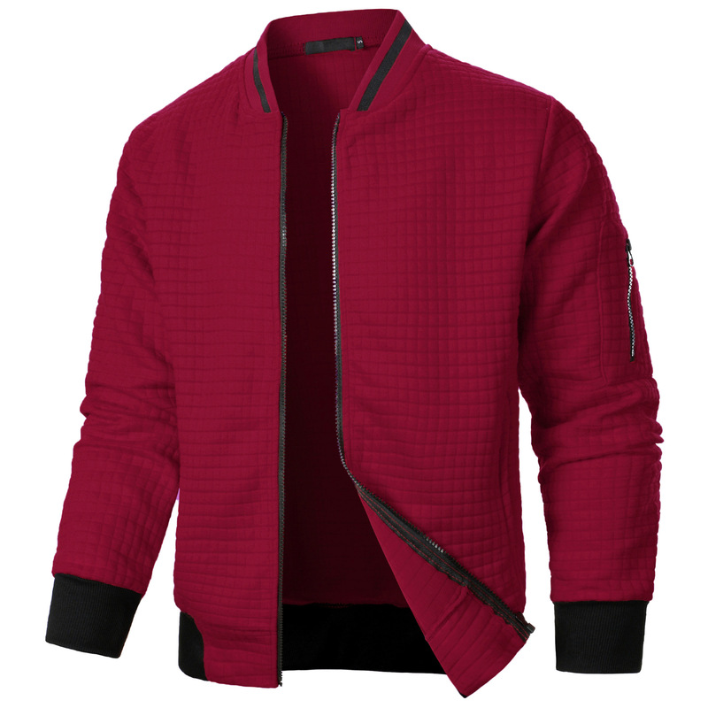 New Men's Plaid Solid Color Cardigan Sweatshirt Fashion Zipper Stand Collar Sweatshirt Jacket New Men's Plaid Solid Color Cardigan Sweatshirt Fashion Zipper Stand Collar Sweatshirt Jacket