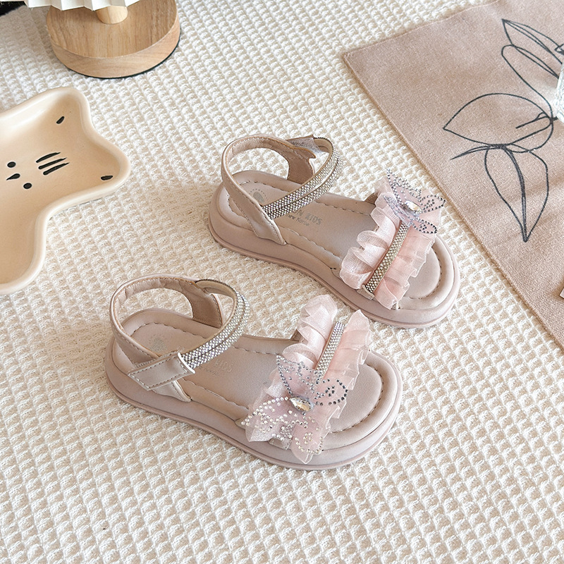 Sandalias de mariposa para niñas 2026 primavera y verano nuevo estilo de moda infantil de encaje versátil zapatos de princesa frescos image 4