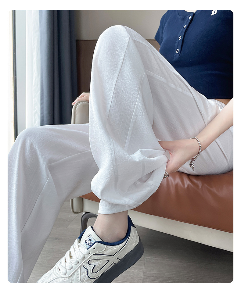 Quần culottes nữ ống rộng cạp cao chất liệu mềm mỏng mùa hè — màu xanh nhạt chi tiết 16