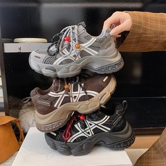 牛皮版~真皮老爹鞋女2025秋季新款系带复古时尚松糕休闲运动鞋潮