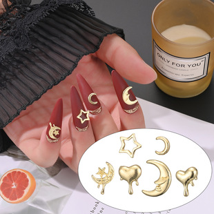 Cross-Border Moon Manicure Wearable Nail Trinkets Nail Decoration Stars and Moon Wholesale Liquid Love Manicure Accessories