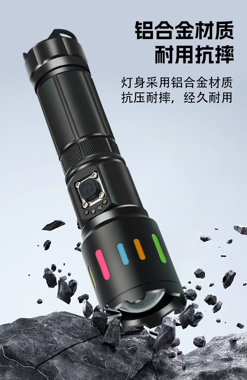 Yuba Led Strong Light Flashlight Long Battery Life Ultra-Bright White Laser Zoom Rechargeable Home Outdoor Long-Range Patrol