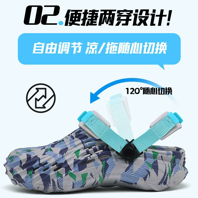 Камуфляжная обувь «крокодил» Мужская летняя уличная пляжная обувь Сандалии для верхней одежды Двухцелевые легкие износостойкие тапочки Baotou на мягкой подошве