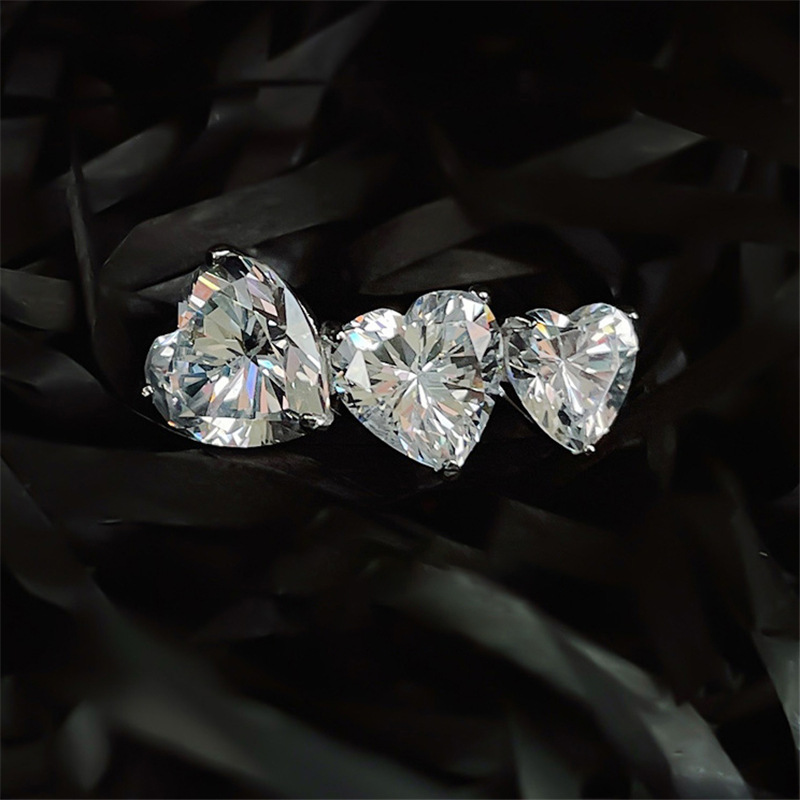 Modern Style Heart Shape Copper Open Ring Plating Artificial Gemstones Copper Rings