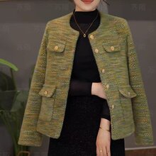 一件代发直播爆款2025秋季新款时尚圆领小香风女装小西装外套上衣