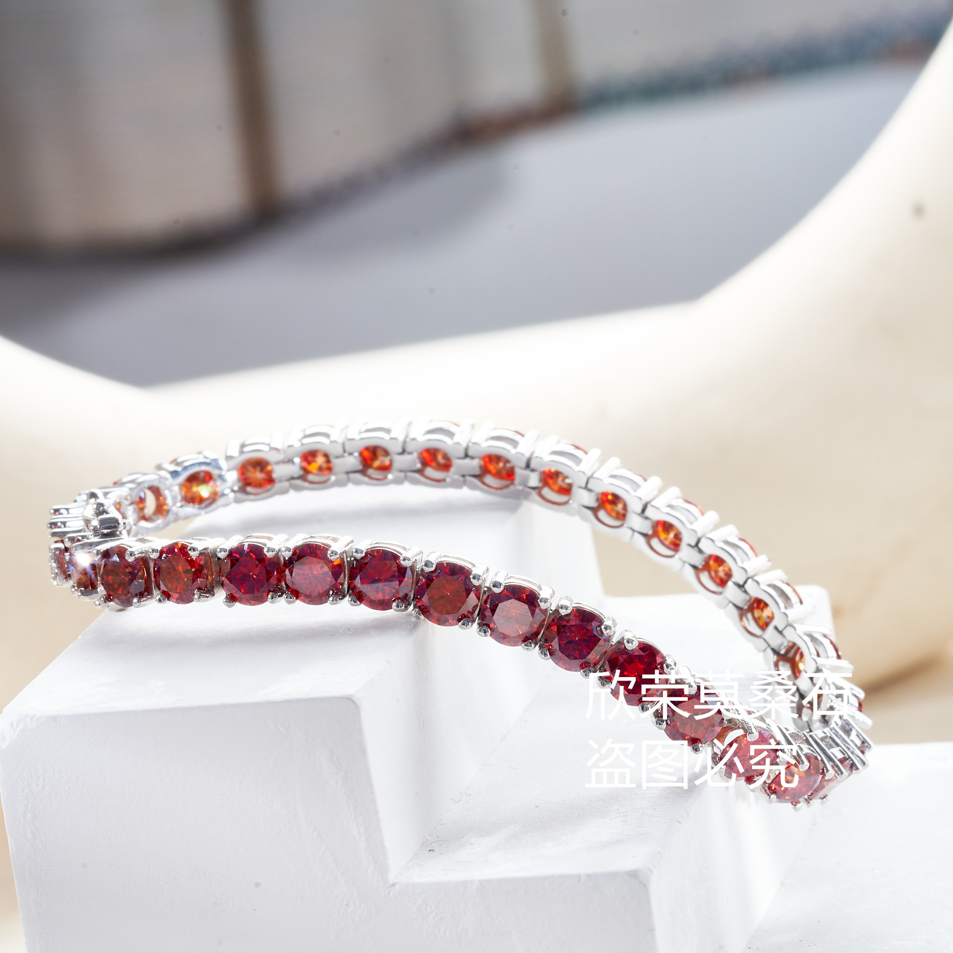 3mm/4mm/5mm rojo granada plata esterlina S925 pulsera de moissanita con certificado GRA joyería de temperamento simple de lujo ligero