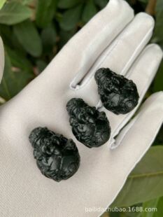 Factory Wholesale natural Hetian Jade tower green jade ink Jade God of Wealth pendant pendant brand live selling supply