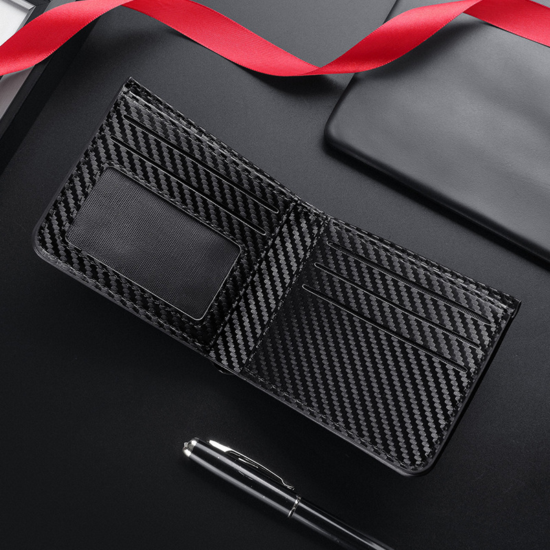 Fábrica al por mayor monedero de hombre nuevo tipo de fibra de carbono multi-tarjeta cremallera bolso de cambio bolso de tarjeta bolso de hombre corto