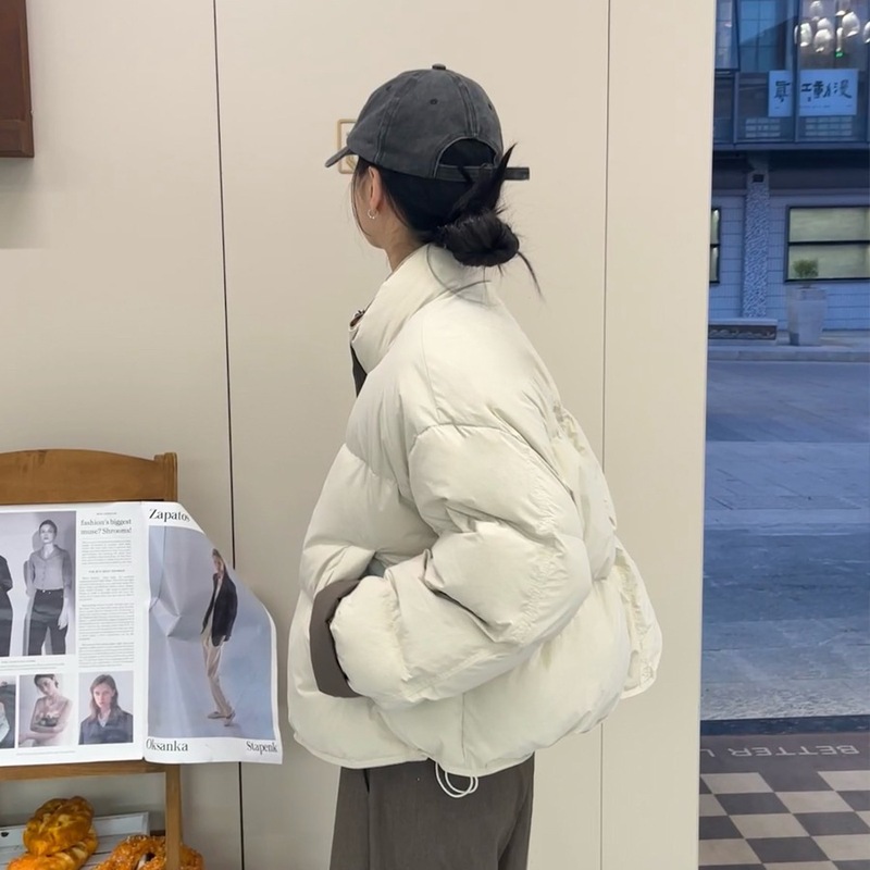 羽绒棉服女冬季2025年新款韩版撞色小个子棉衣面包服短款棉袄外套|undefined