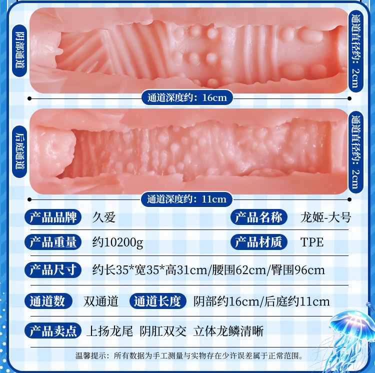 Jiuai Airplane Cup Male Masturbator TPE Half-Body Doll Manual — detail image 34