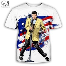 速賣通跨境Elvis Presley印花短袖男 3d數碼印花圓領T恤