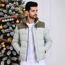 2025跨境男装新款休闲面包服连帽立领男棉服冬季加厚保暖男士外套