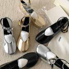 心水！2024新款真皮羊皮顯瘦V口可拆卸兩穿內增高4cm瑪麗珍單鞋潮