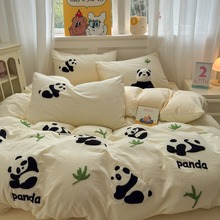 2025新款全棉高锦色织水洗棉四件宿舍三件套纯棉床单被套全棉